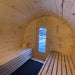 Barrel sauna interior door