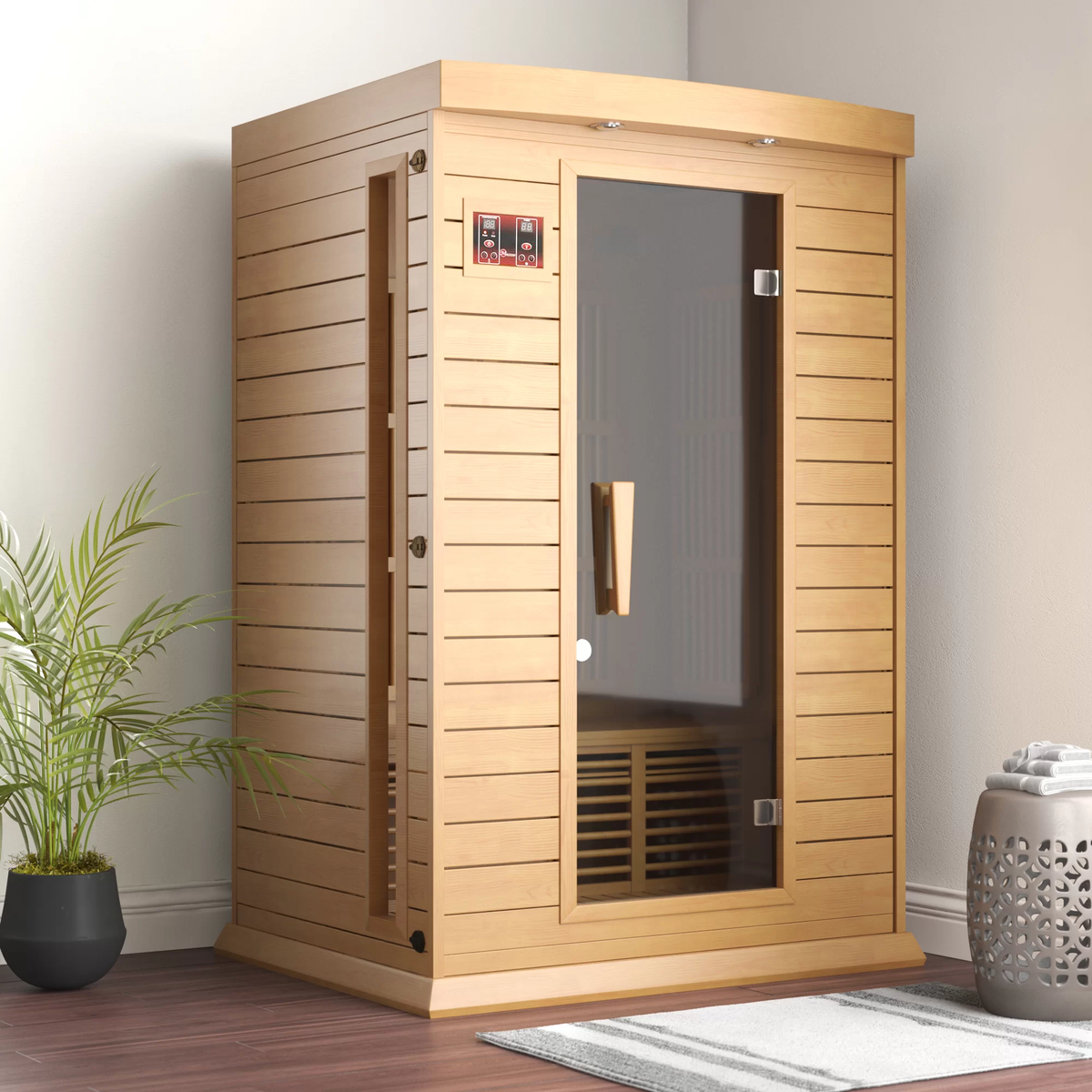 2 Person Saunas   Dynamic Infrared Maxxus 2 Person Indoor Bluetooth Compatible Far Infrared Sauna In Hemlock 1200x1200 