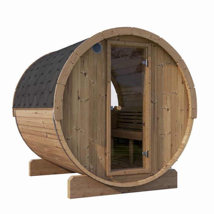 SaunaLife Sauna de barril de 6' de largo para 4 personas | Modelo ergonómico E7