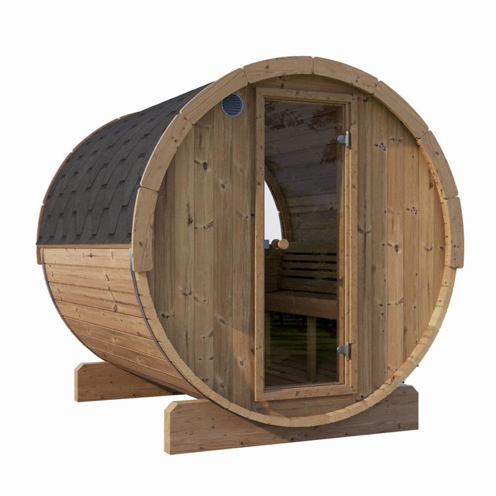 SaunaLife Sauna de barril de 5 pies de largo para 2-4 personas | Modelo ergonómico E6
