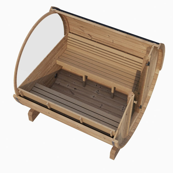 SaunaLife Sauna de barril de 5 pies de largo para 2-4 personas | Modelo ergonómico E6