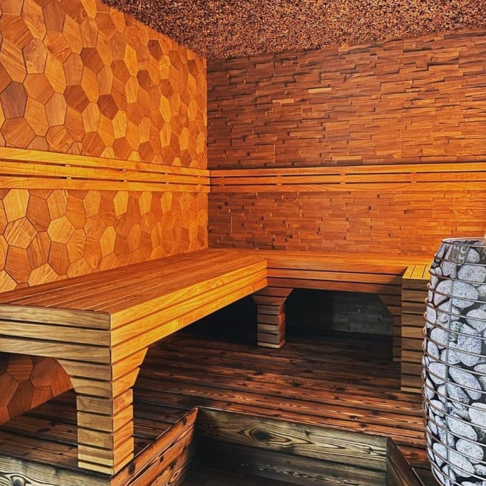 EmotionWood Thermo-Abachi, Promenade XL, Decorative Sauna Wall Panel