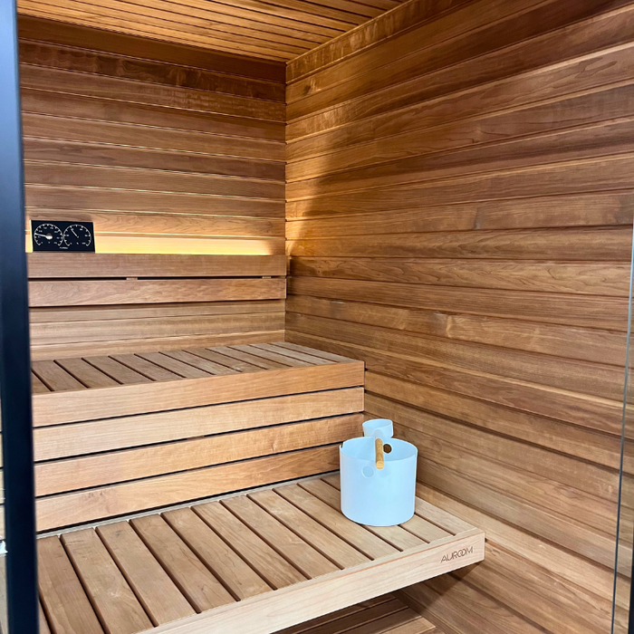 Revestimiento de pared de madera para sauna Prosaunas, Thermo-Aspen, con espacio medio, 1" x 4" | WOOD664