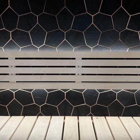 EmotionWood Abachi Yakisugi, Hexagon, Decorative Sauna Wall Panel
