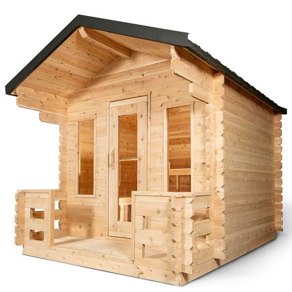 Dundalk Leisurecraft Canadian Timber 6 Person Georgian Cabin Sauna With Porch  | CTC88PW