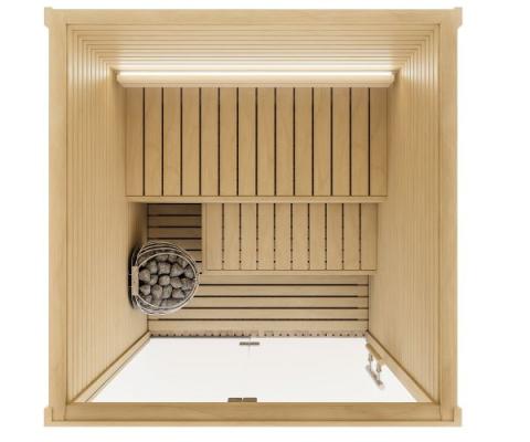 Auroom Cala Glass 2-4 Person Traditional Indoor Sauna