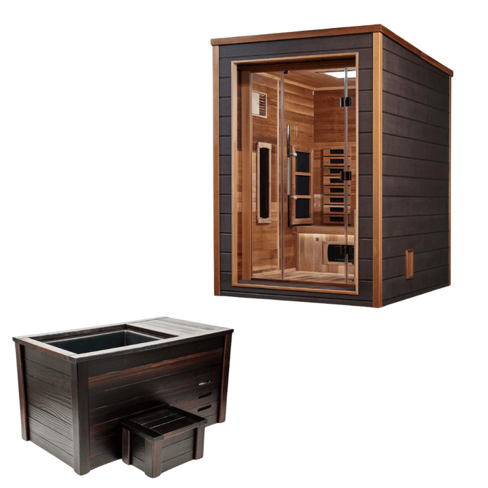 2-Person Nora Outdoor Hybrid Sauna & Kooru Cold Plunge Contrast Therapy Kit