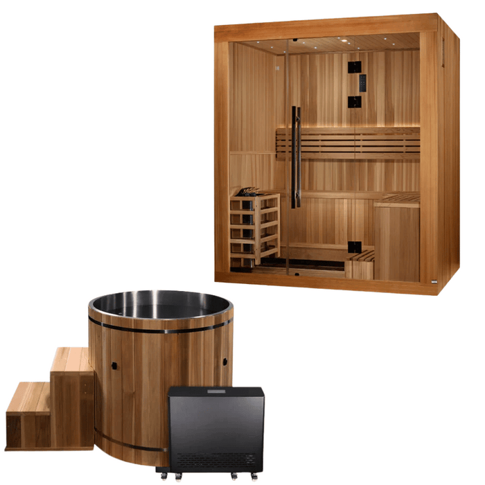 Kit de terapia de contraste con baño frío y sauna tradicional de interior de Copenhague para 3 personas