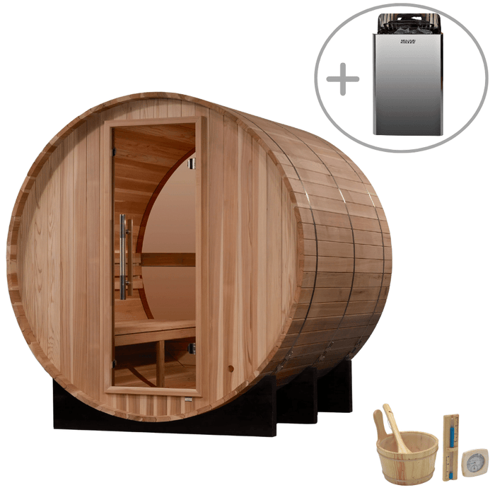 Golden Designs Zurich Sauna de barril tradicional para 4 personas con ventana trasera | GDI-B024-01