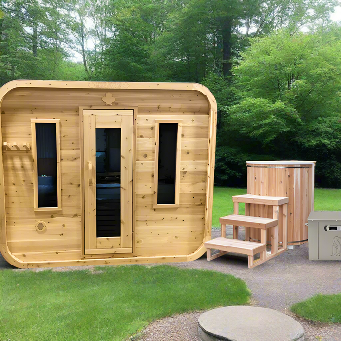 True North Canadian Made Quattro 4-5 Person Outdoor Traditional Cedar Cube Sauna