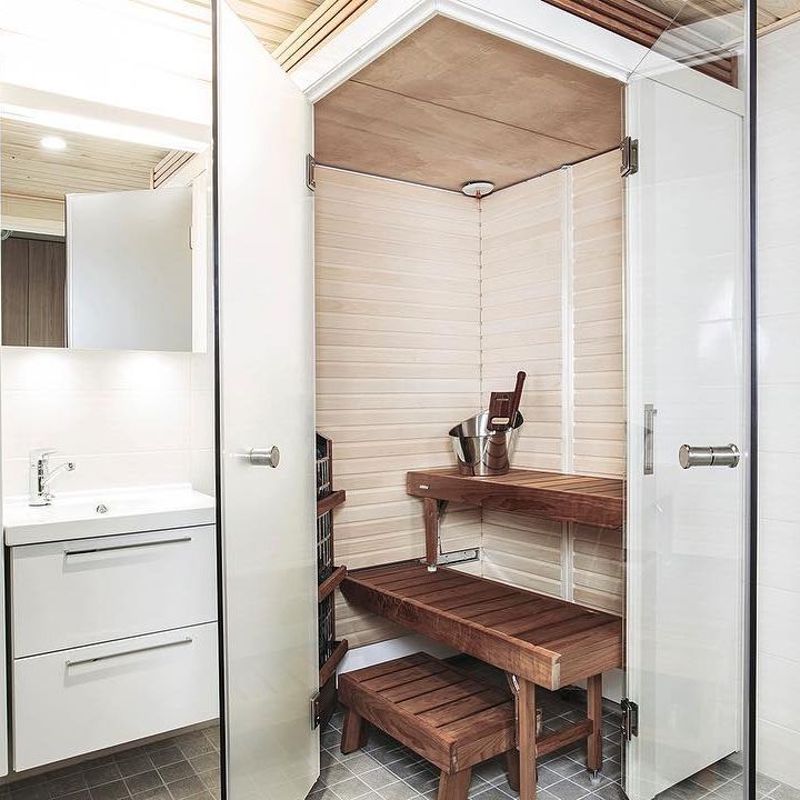 Custom Sauna Build in Bathroom Corner