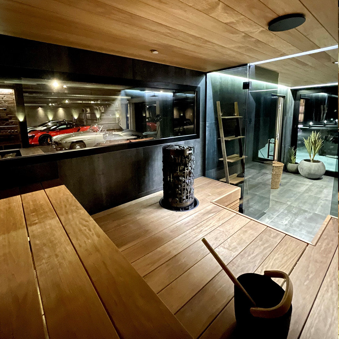 Custom Sauna In Luxury Mansion Garage