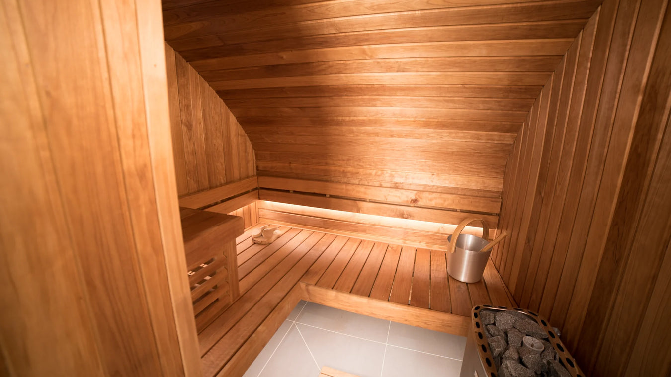 Custom Sauna Under Stairs With Corner L Bench