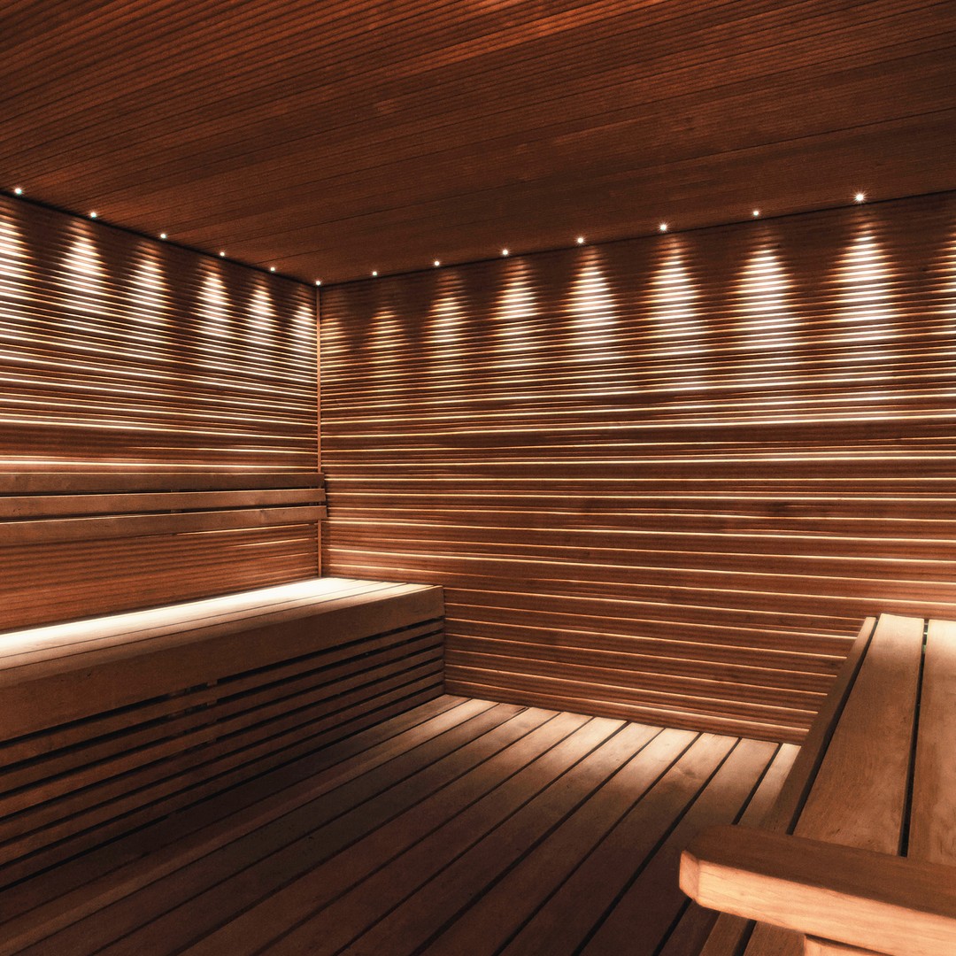 Custom Sauna With Downward Ceiling Lights