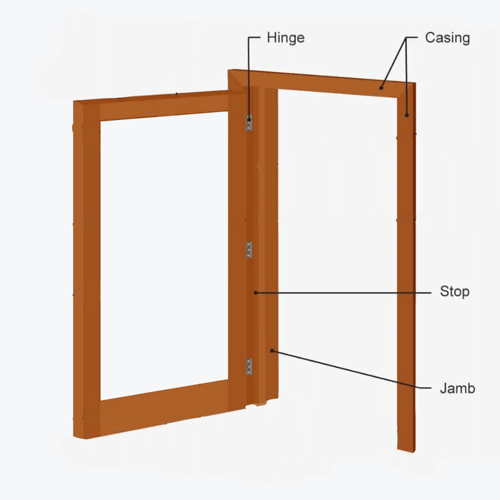 Scandia Cedar Sauna Door with Glass Insert, Door Frame, Hinges, and Handles