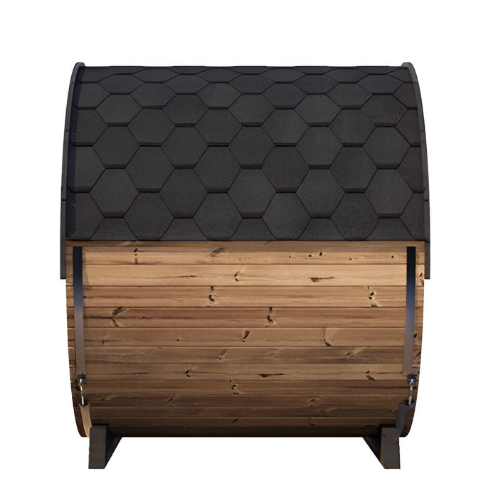 SaunaLife 4-Person Panoramic Barrel Sauna & Harvia KIP Electric Heater Kit
