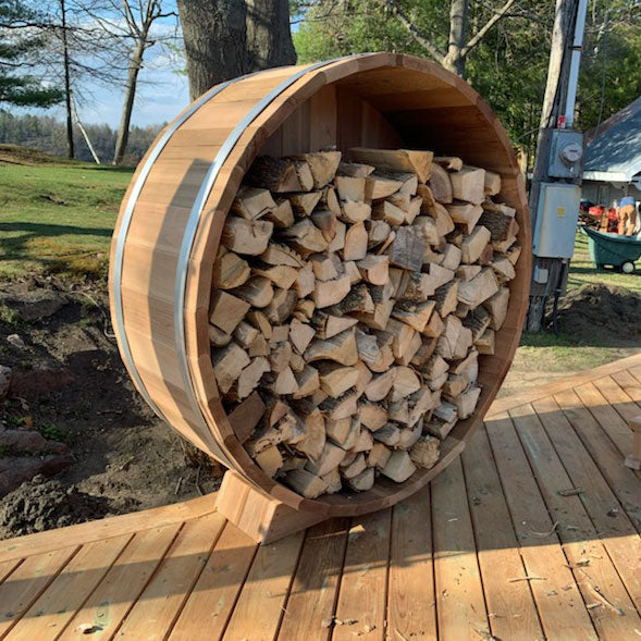 5' Cedar Barrel Firewood Storage
