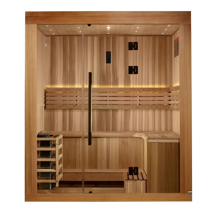 Sauna tradicional de interior para tres personas de Golden Designs Copenhagen | GDI-7389-02