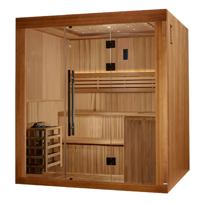 Golden Designs Osla 6-Person Indoor Sauna & Harvia Traditional Electric Heater Kit | GDI-7689-02