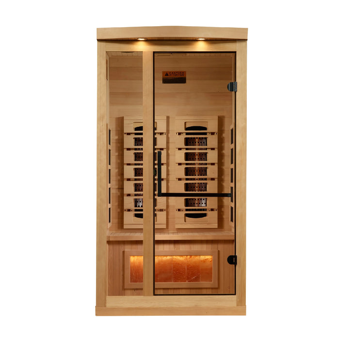 Golden Designs Reserve Edition 1-2 Person Full Spectrum Near Zero EMF FAR Infrared Sauna w/ Himalayan Salt Bar | GDI-8010-03