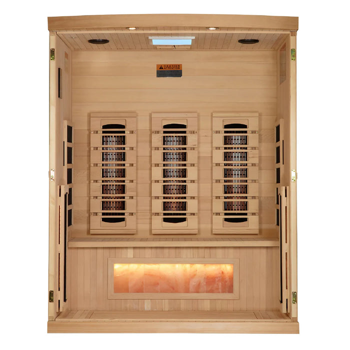 Golden Designs Reserve Edition 3-Person Full Spectrum Near Zero EMF FAR Infrared Sauna w/ Himalayan Salt Bar | GDI-8030-03