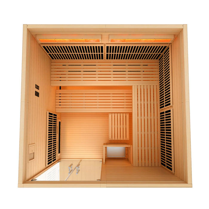 Golden Designs Toledo 6-Person Hybrid Indoor Sauna w/ Full Spectrum Infrared & Harvia Traditional Electric Heater Kit | GDI-8360-01