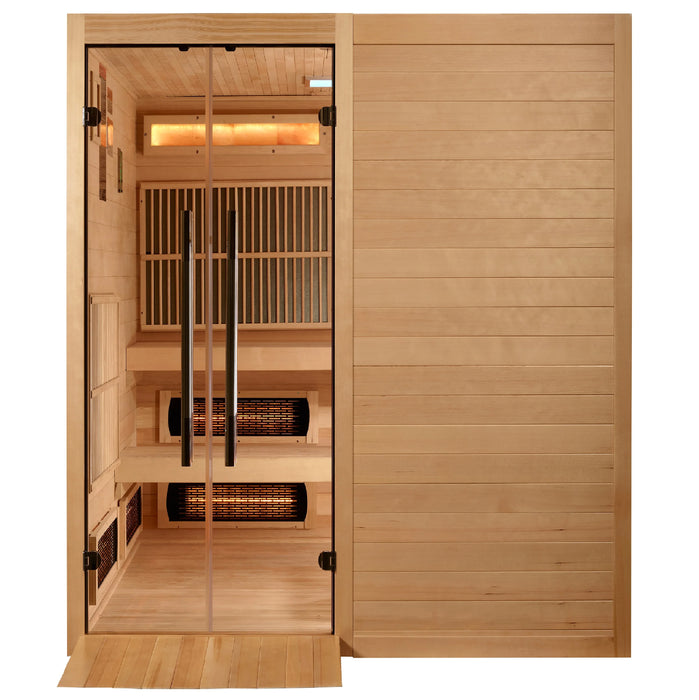 Golden Designs Toledo 6-Person Hybrid Indoor Sauna w/ Full Spectrum Infrared & Harvia Traditional Electric Heater Kit | GDI-8360-01