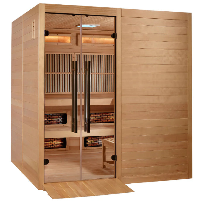 Golden Designs Toledo 6-Person Hybrid Indoor Sauna w/ Full Spectrum Infrared & Harvia Traditional Electric Heater Kit | GDI-8360-01