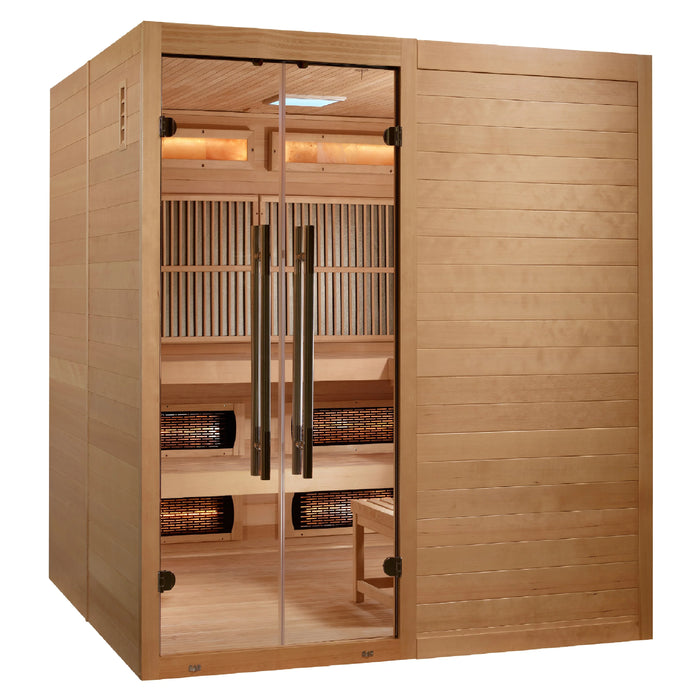 Golden Designs Toledo 6-Person Hybrid Indoor Sauna w/ Full Spectrum Infrared & Harvia Traditional Electric Heater Kit | GDI-8360-01