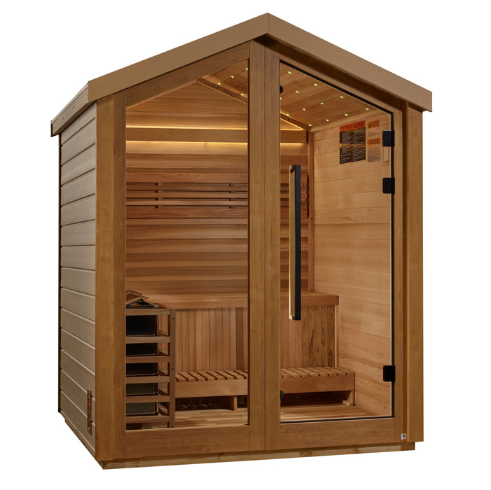 Golden Designs Savonlinna 3-Person Red Cedar Outdoor Sauna & Harvia Traditional Electric Heater Kit | GDI-8503-01