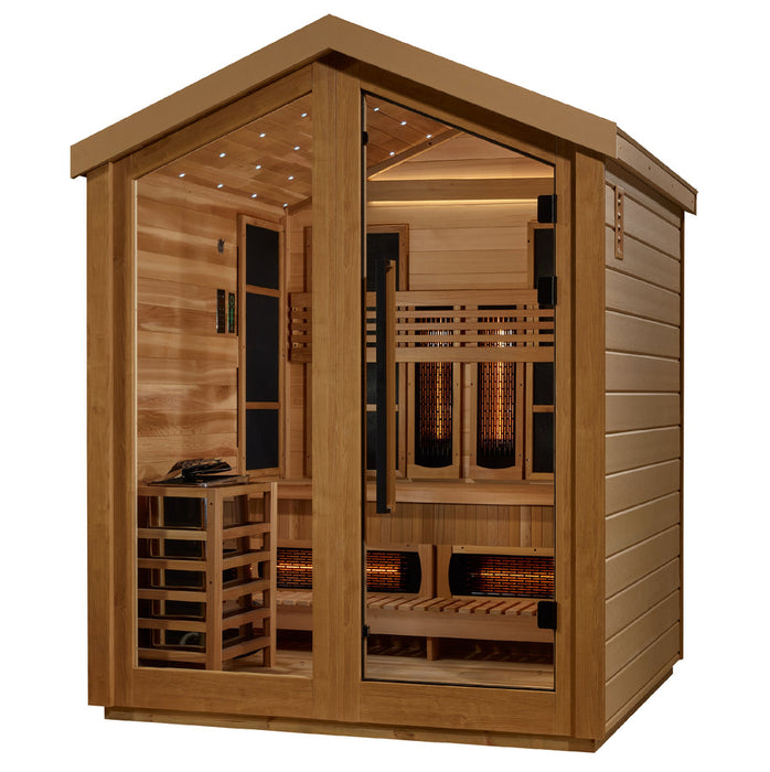 Golden Designs Loviisa 3-Person Hybrid Full Spectrum Infrared & Harvia Traditional Electric Heater Sauna Kit | GDI-8523-01
