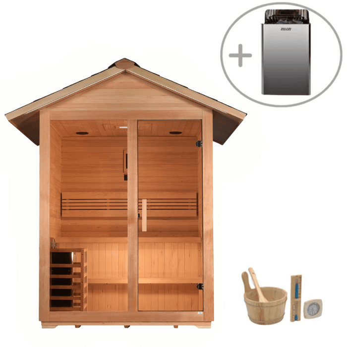 Golden Designs Carinthia Infrarrojos para 3 personas + Sauna tradicional al aire libre | GDI-8123-01