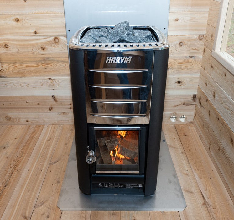 Harvia M3 Wood Burning Stove w/ Chimney & Heat Shield Set and Stones