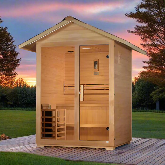 Golden Designs Carinthia Infrarrojos para 3 personas + Sauna tradicional al aire libre | GDI-8123-01