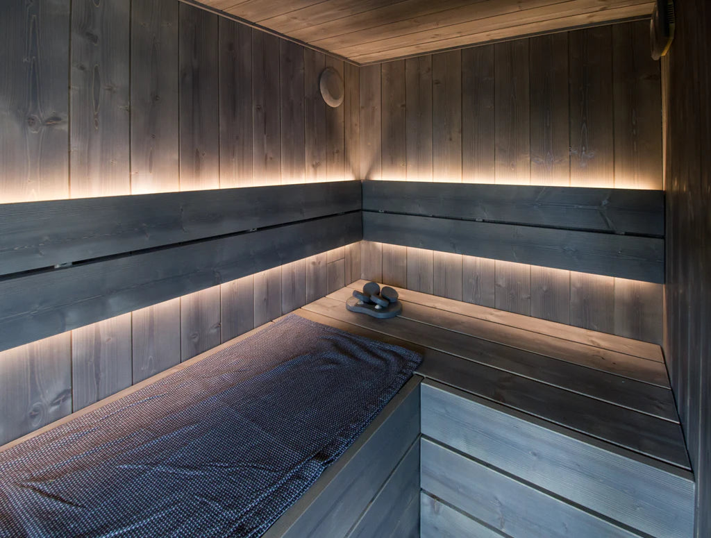 Grey Custom Sauna Benches and Walls