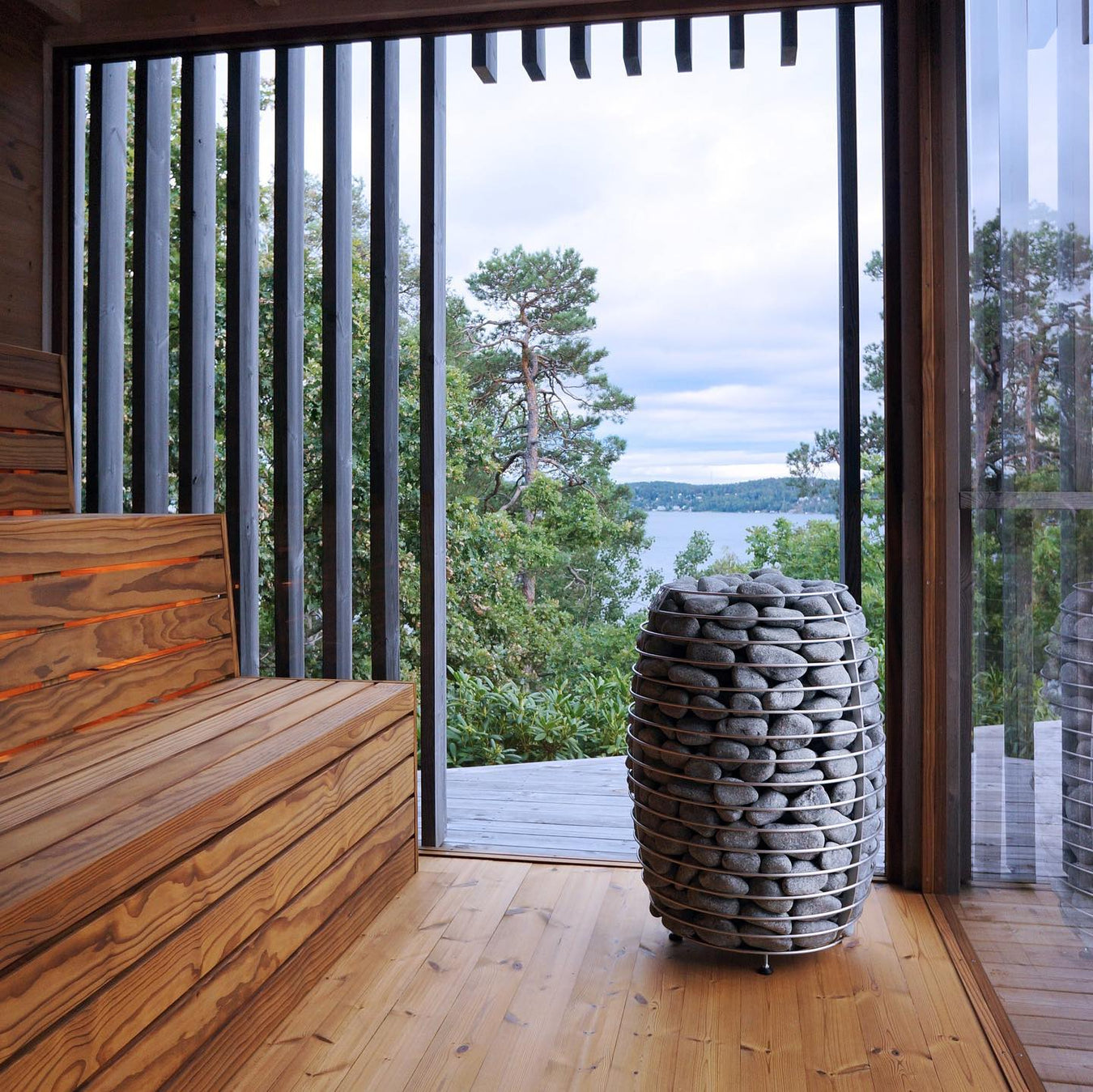 HUUM Hive in Modern Custom Sauna With Glass Wall