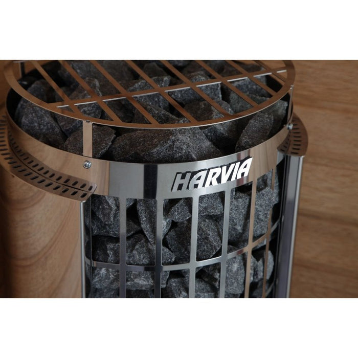Calentador eléctrico Harvia Cilindro Half Series con controlador incorporado y piedras