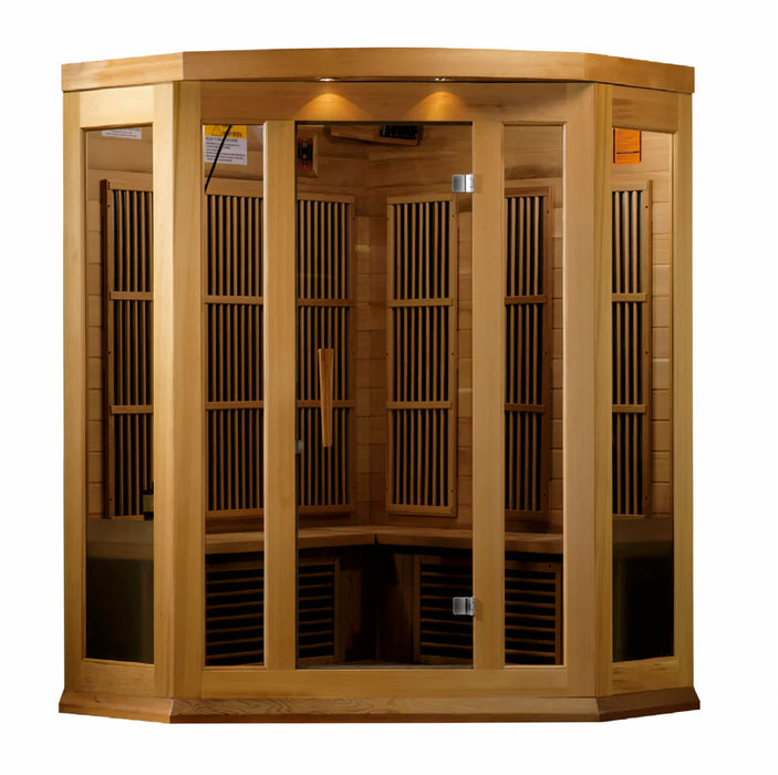 Maxxus 3-Person Corner Low EMF FAR Infrared Sauna | MX-K356-01-CED