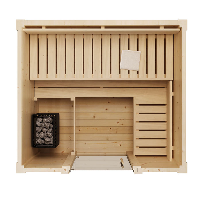 SaunaLife 4-Person Traditional Outdoor Cabin Sauna & Harvia KIP Electric Heater Kit