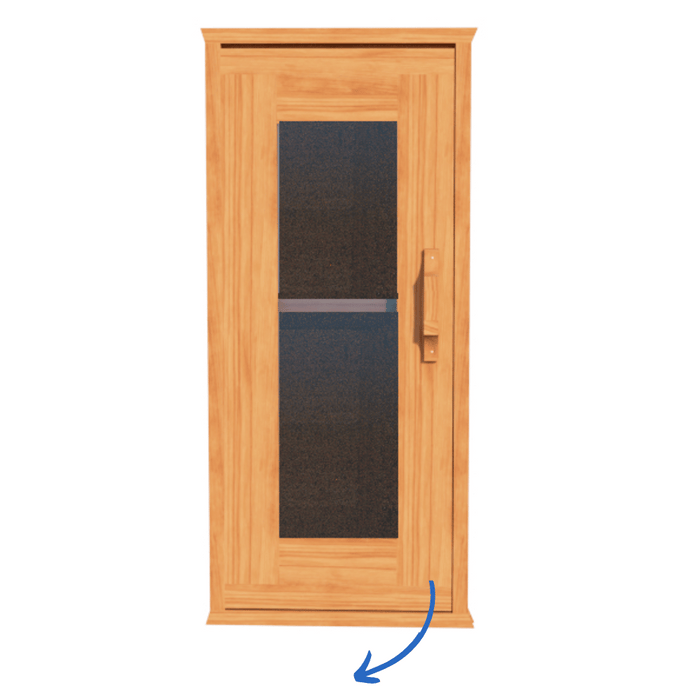 Sauna Door - 23x65" Cedar w/ Glass Insert, Door Frame, Hinges, and Handles