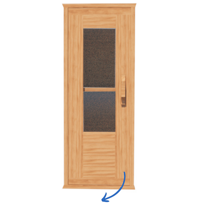 Sauna Door - 23x65" Cedar w/ Glass Insert, Door Frame, Hinges, and Handles