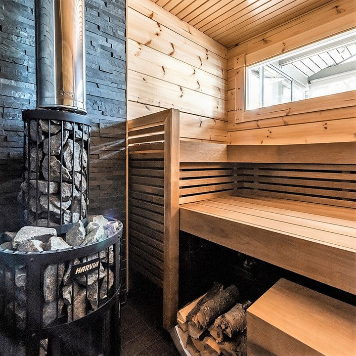 Rustic Custom Sauna Wood Heater Tall Benches