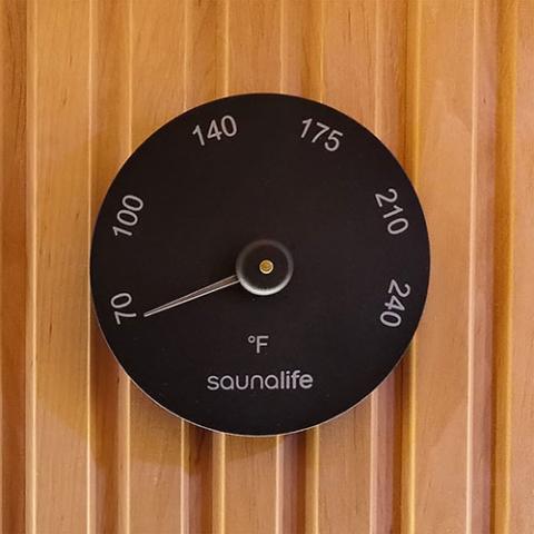 SaunaLife Wooden 1-Gallon Sauna Bucket, Wood Ladle, Thermometer, Hygrometer | Sauna Accessory Package