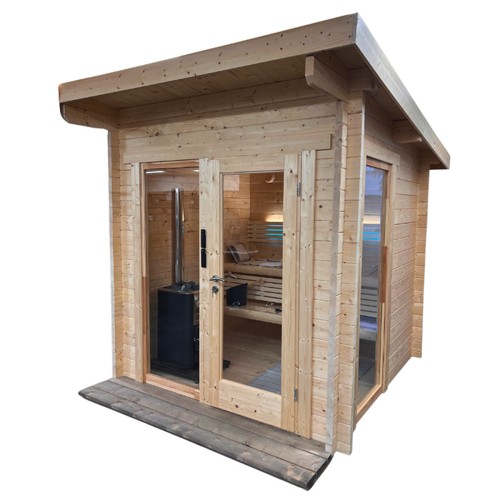 SaunaLife 6-Person Traditional Outdoor Cabin Sauna | Model G4