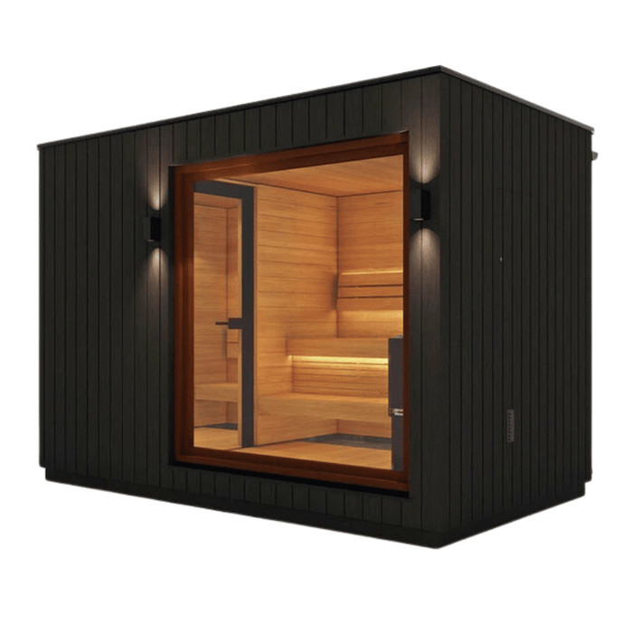 Saunum AirCube Double 3-Person Outdoor Traditional Sauna with Changeroom