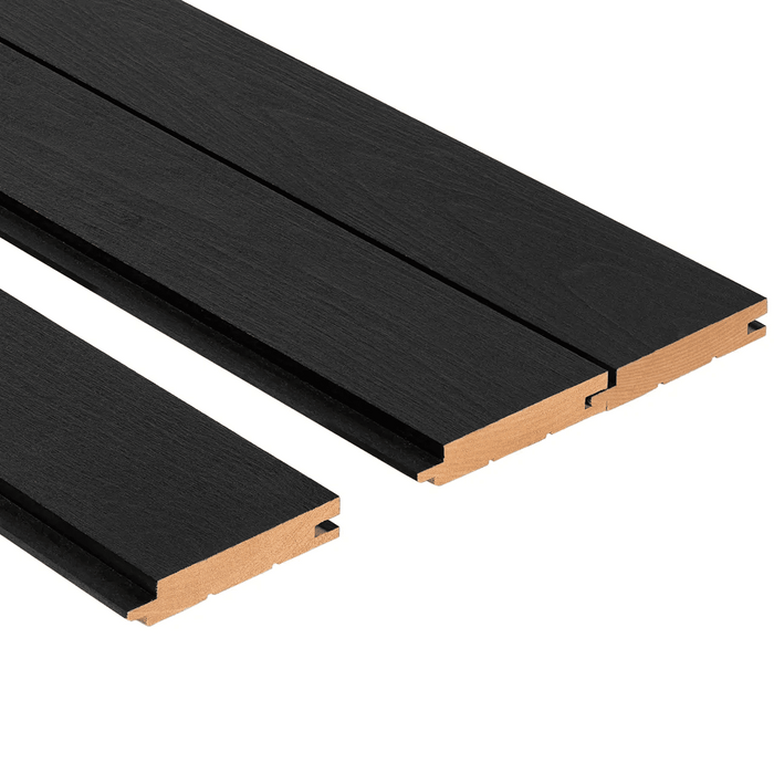 Thermory Sauna Wood, Black Wax Coated Alder Nickel Gap Wall Cladding, 1"x4" | VSL0524