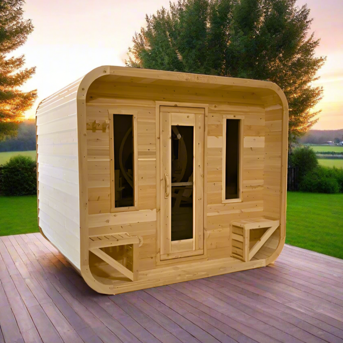 True North Canadian Made Quattro 4-5 Person Outdoor Traditional Cedar Cube Sauna