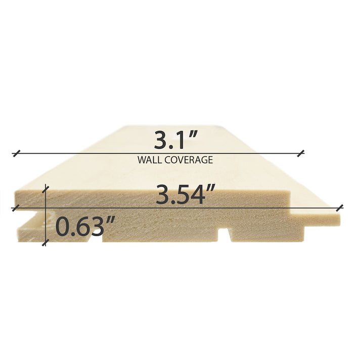 Prosaunas 桑拿木材，Aspen Nickel Gap 墙面覆盖层，1 英寸 x 4 英寸 | WOOD659