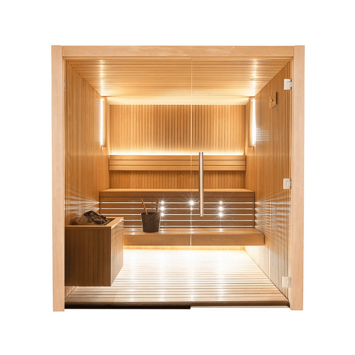 Sauna tradicional interior Auroom Libera Glass para 3-4 personas
