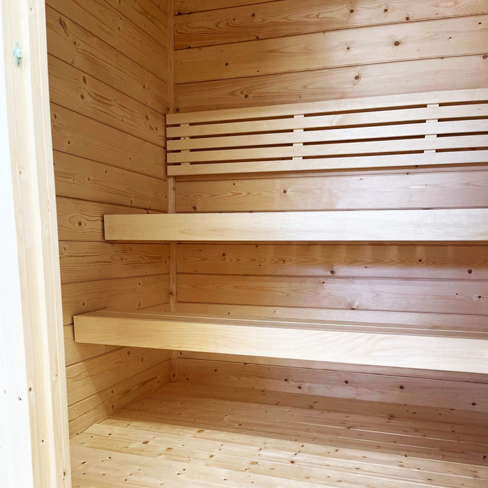 SaunaLife 4-Person Traditional Outdoor Cabin Sauna & Harvia KIP Electric Heater Kit